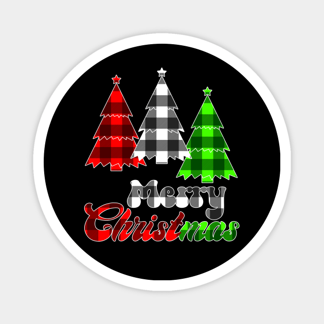 Christmas Tree Women Red Buffalo Plaid Green Buffalo Plaid White Buffalo Plaid Xmas Magnet by teespringplus